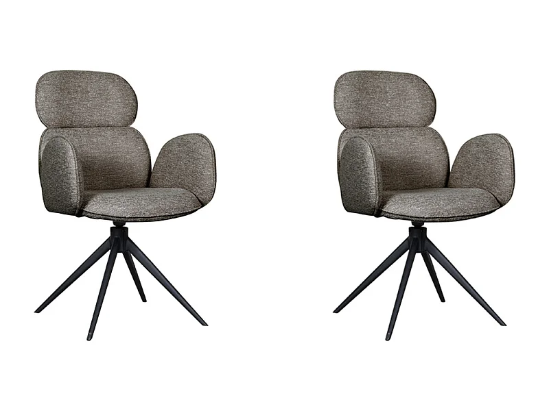 Silla de comedor Vidar - Gris trufa - Boucle - Juego de 2