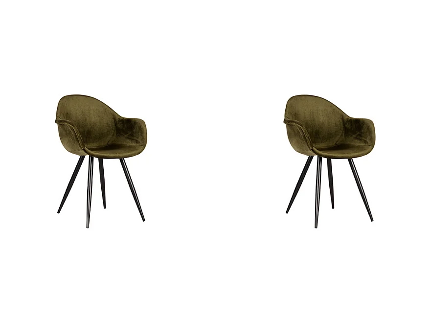 Chaise de salle à manger Forli - Vert armée - Velours - lot de 2