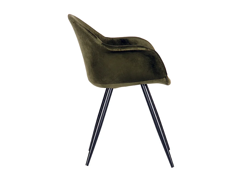 Chaise de salle à manger Forli - Vert armée - Velours - lot de 2