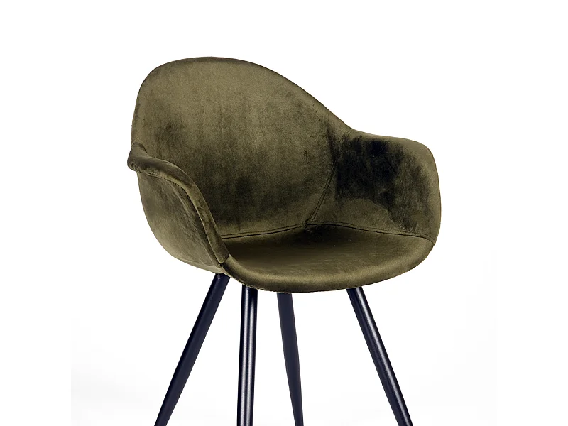 Chaise de salle à manger Forli - Vert armée - Velours - lot de 2