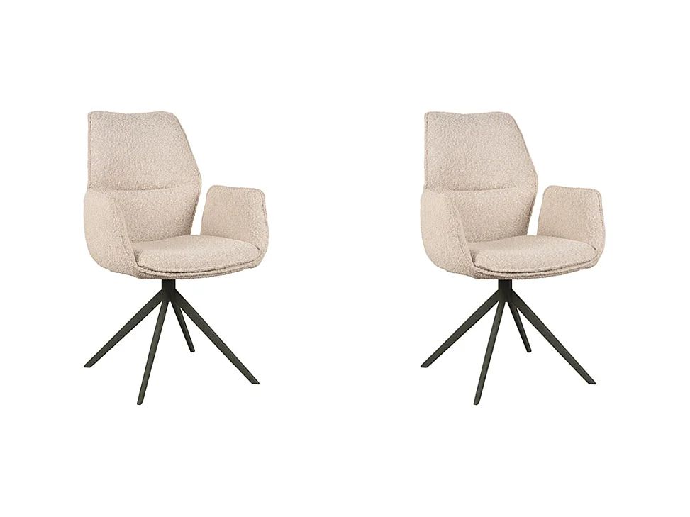 Chaise de salle à manger Mellow - Naturel - Boucle - Base noire - lot de 2