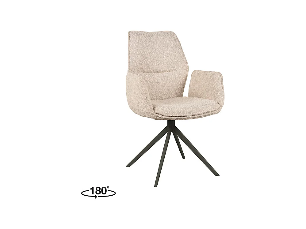 Chaise de salle à manger Mellow - Naturel - Boucle - Base noire - lot de 2