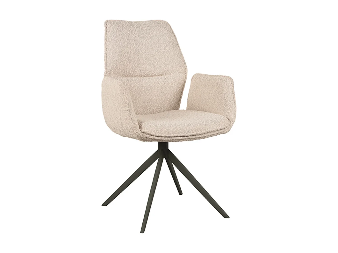 Esszimmerstuhl Mellow - Natur - Bouclé - Schwarzes Gestell - 2er-Set