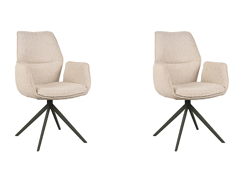 Silla de comedor Mellow - Natural - Boucle - Base negra - Juego de 2