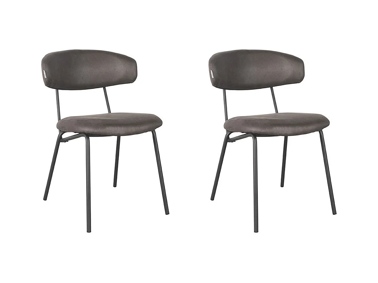 Chaise de salle à manger Zack - Anthracite - Micro Suede - lot de 2