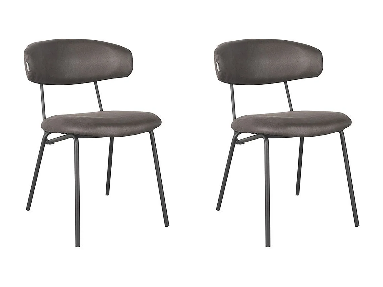 Chaise de salle à manger Zack - Anthracite - Micro Suede - lot de 2