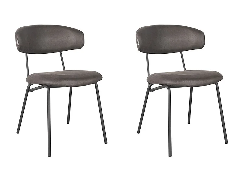 Silla de comedor Zack - Antracita - Microgamuza - Juego de 2