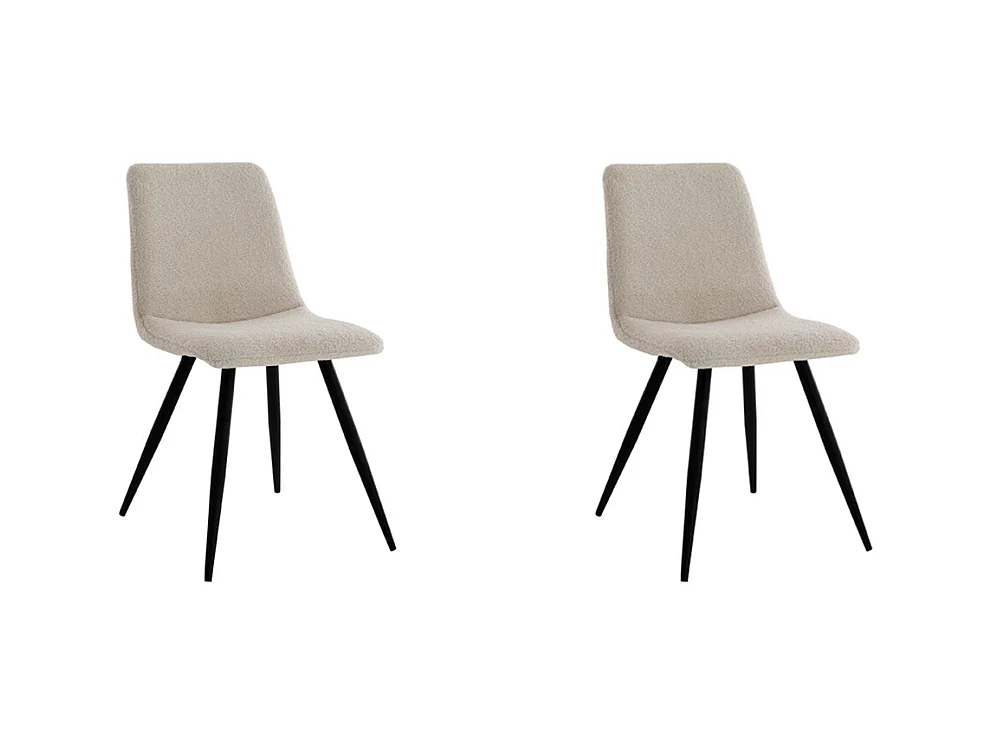 Chaise de salle à manger Jep - Ivoire - Teddy - lot de 2
