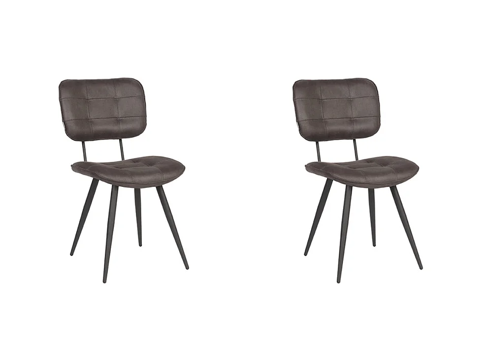 Chaise de salle à manger Gus - Anthracite - Microfibre - lot de 2