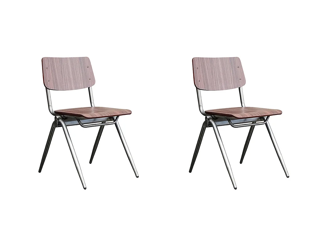 Silla de comedor maciza - Marrón oscuro - Madera - juego de 2