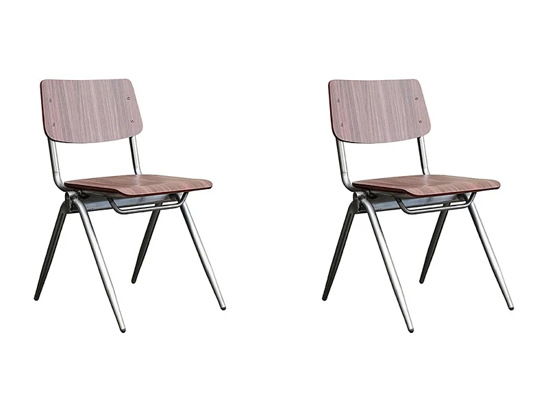 Chaise de salle à manger Solid - Marron foncé - Bois - lot de 2