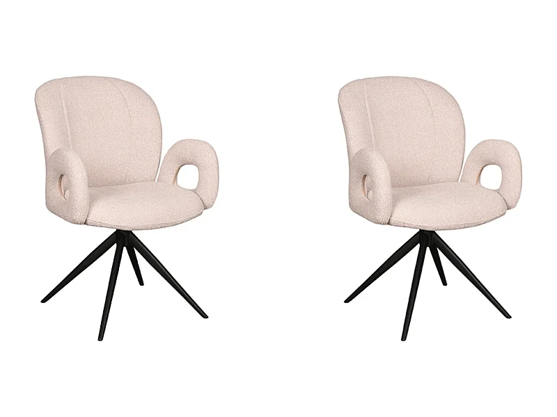 Chaise de salle à manger Neo - Naturel - Boucle - Base noire - lot de 2