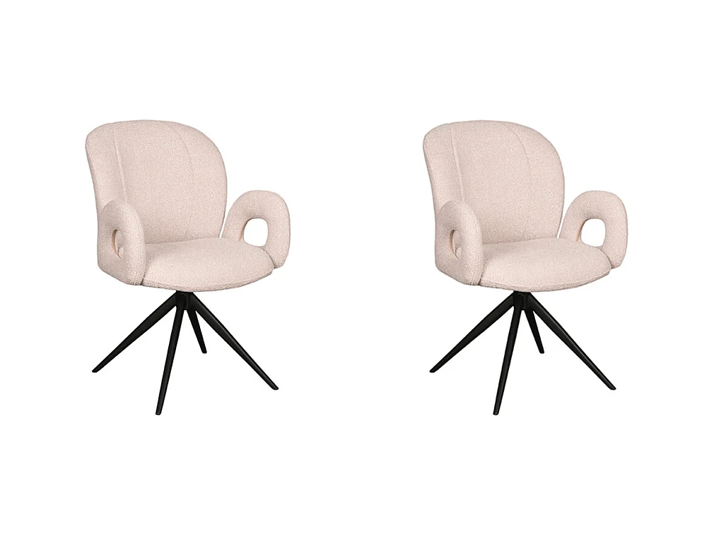 Chaise de salle à manger Neo - Naturel - Boucle - Base noire - lot de 2