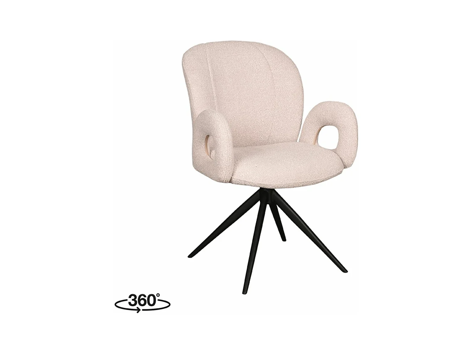 Chaise de salle à manger Neo - Naturel - Boucle - Base noire - lot de 2