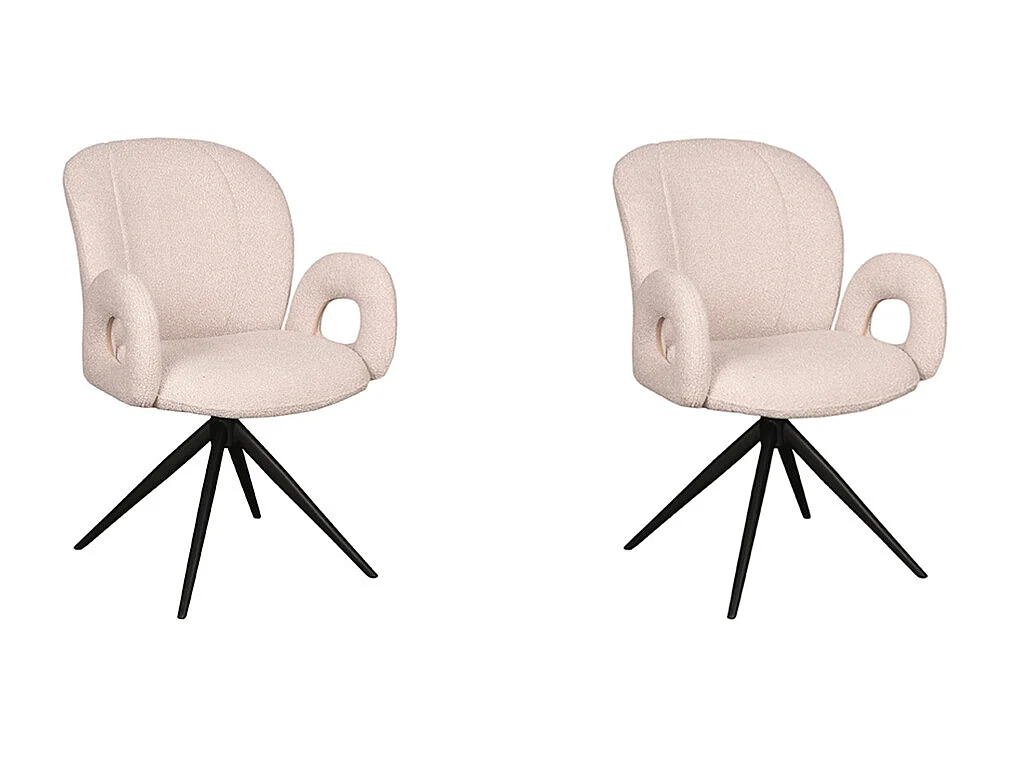 Eetkamerstoel Neo - Naturel - Boucle - Zwart onderstel - set van 2