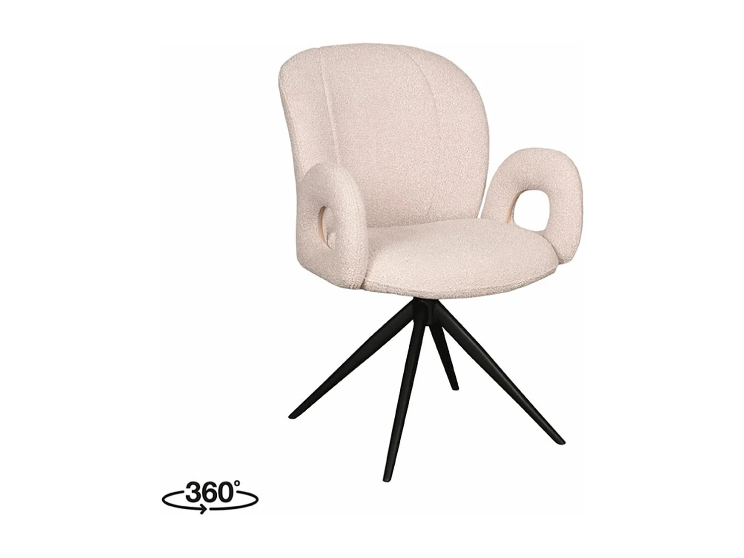 Eetkamerstoel Neo - Naturel - Boucle - Zwart onderstel - set van 2