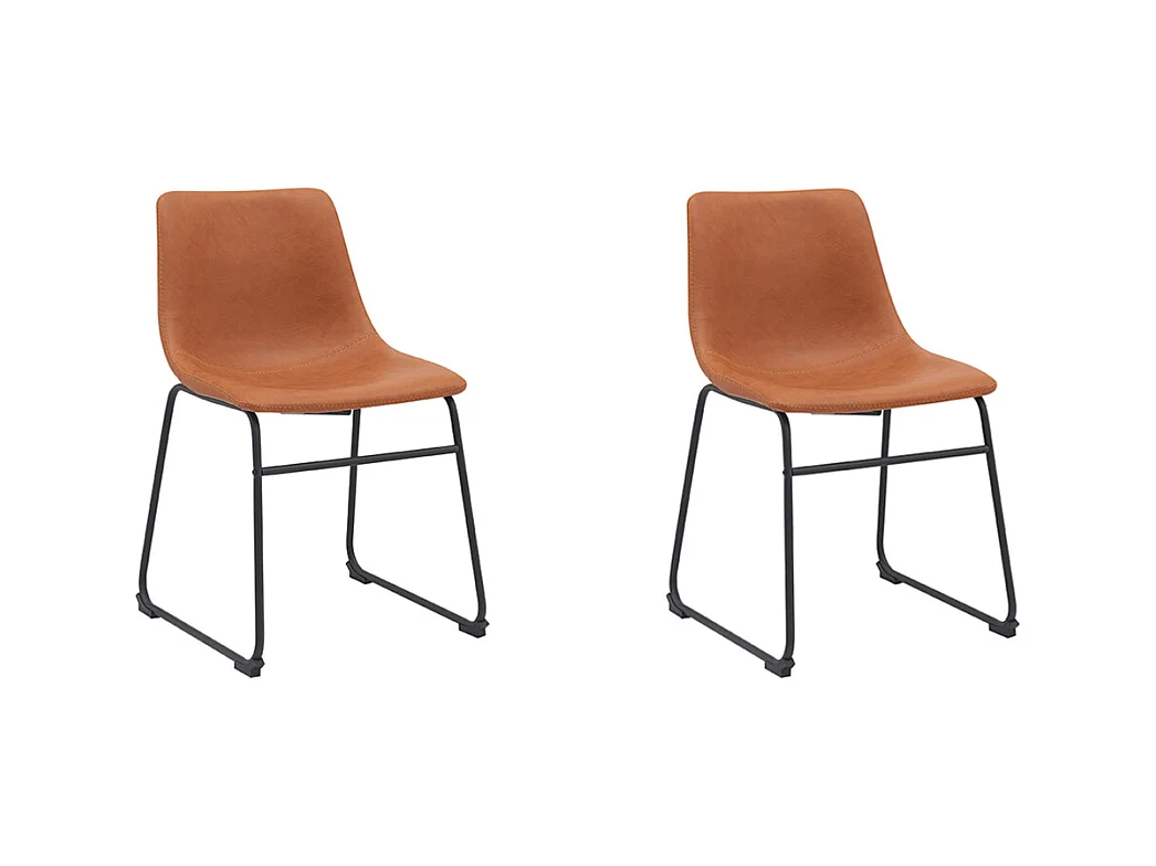 Chaise de salle à manger Risto - Cognac - Cuir PU - Lot de 2