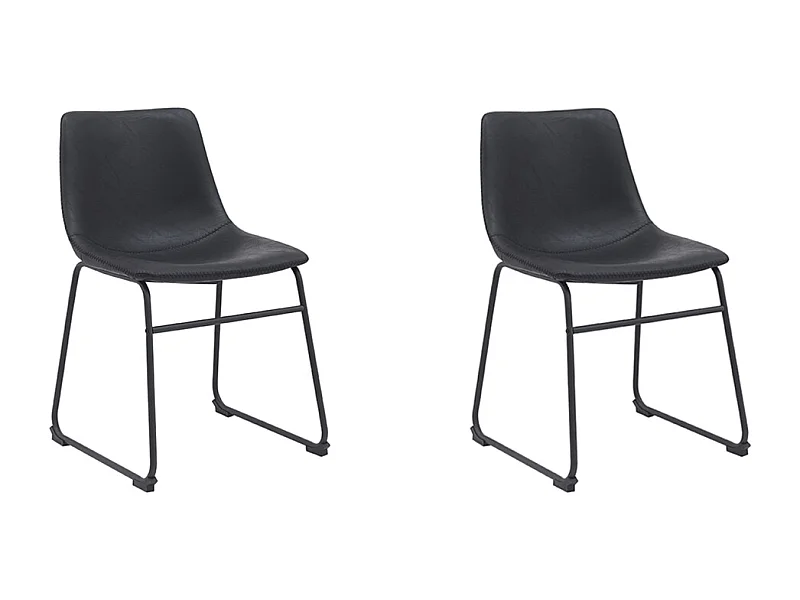 Silla de comedor Risto - Negro - Cuero PU - Juego de 2