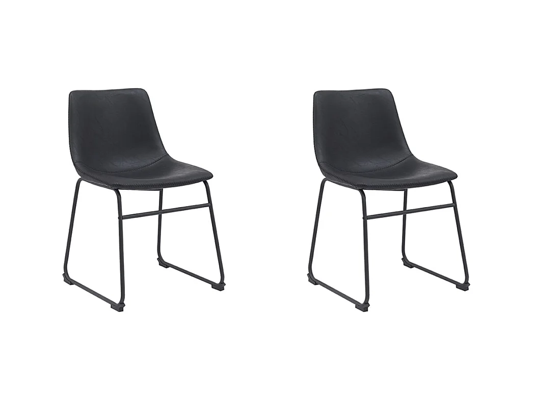 Chaise de salle à manger Risto - Noir - Cuir PU - Lot de 2