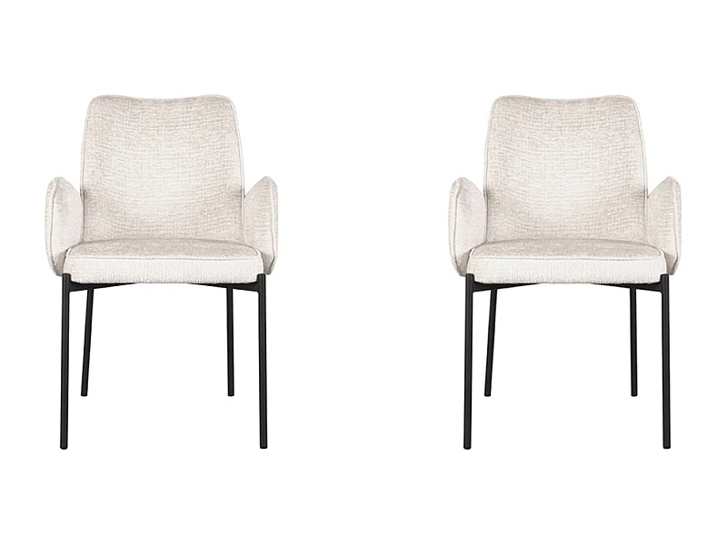 Chaise de salle à manger Joni - Crème - Velours - lot de 2