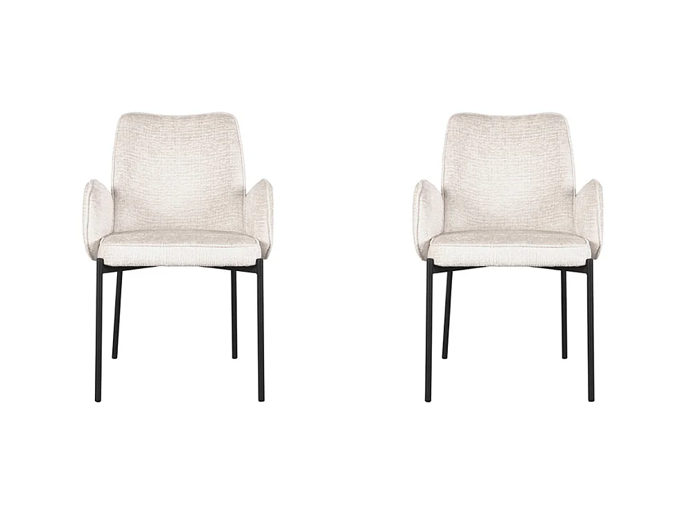 Chaise de salle à manger Joni - Crème - Velours - lot de 2