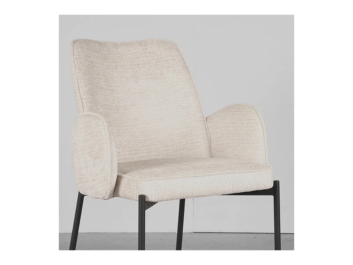 Chaise de salle à manger Joni - Crème - Velours - lot de 2