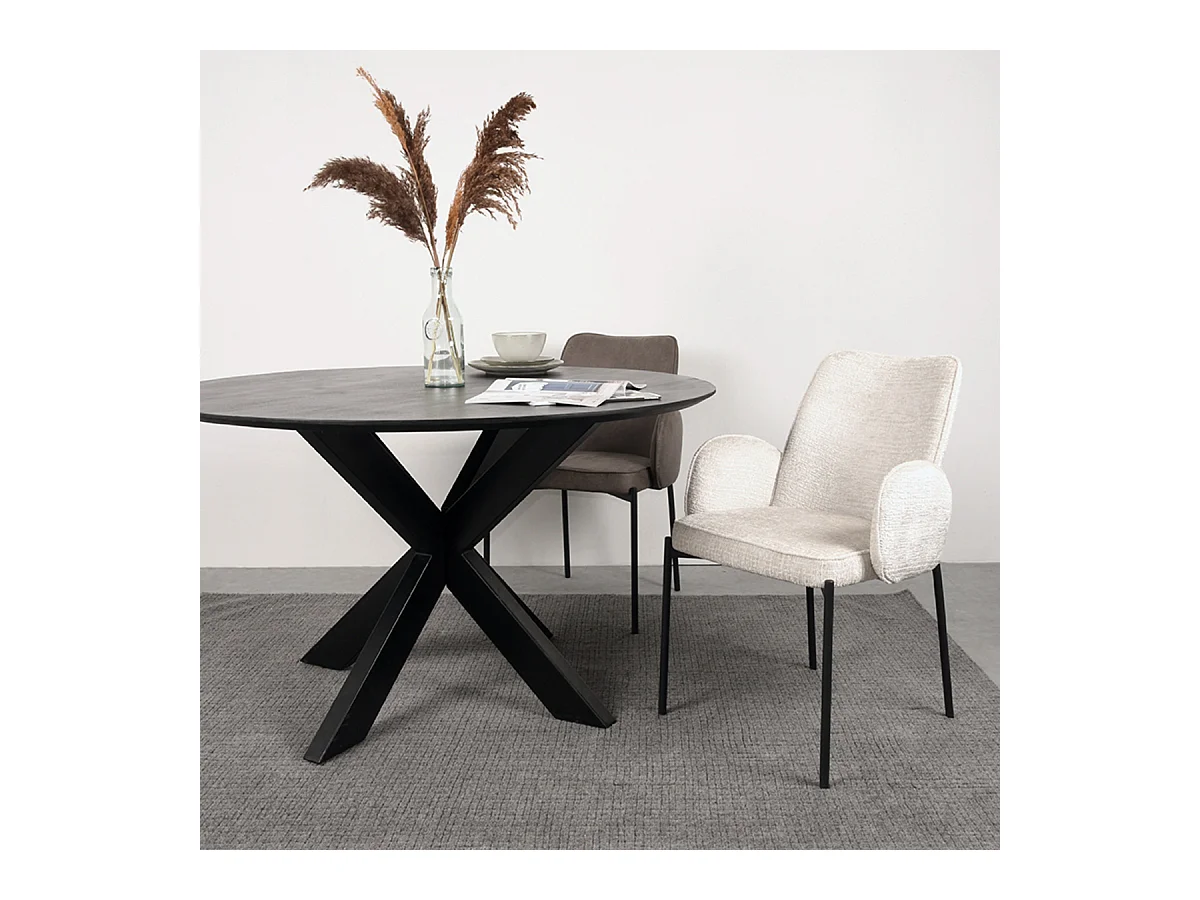 Chaise de salle à manger Joni - Crème - Velours - lot de 2