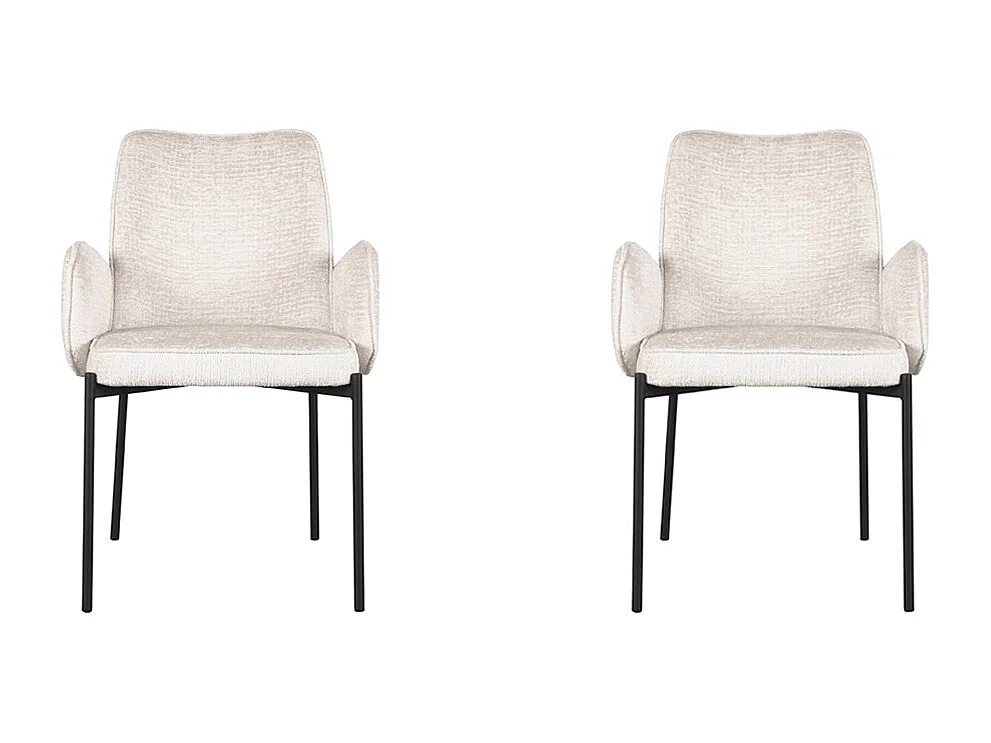 Chaise de salle à manger Joni - Crème - Velours - lot de 2