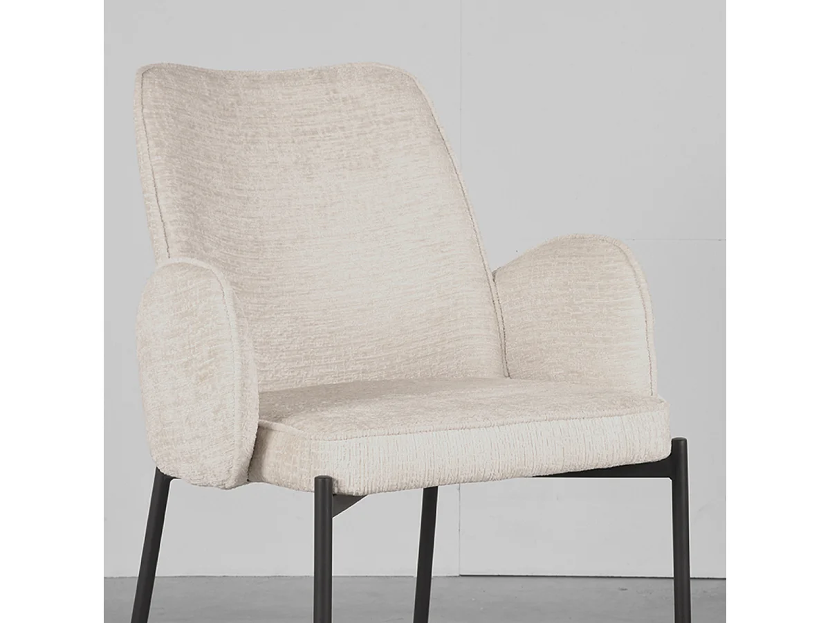 Chaise de salle à manger Joni - Crème - Velours - lot de 2