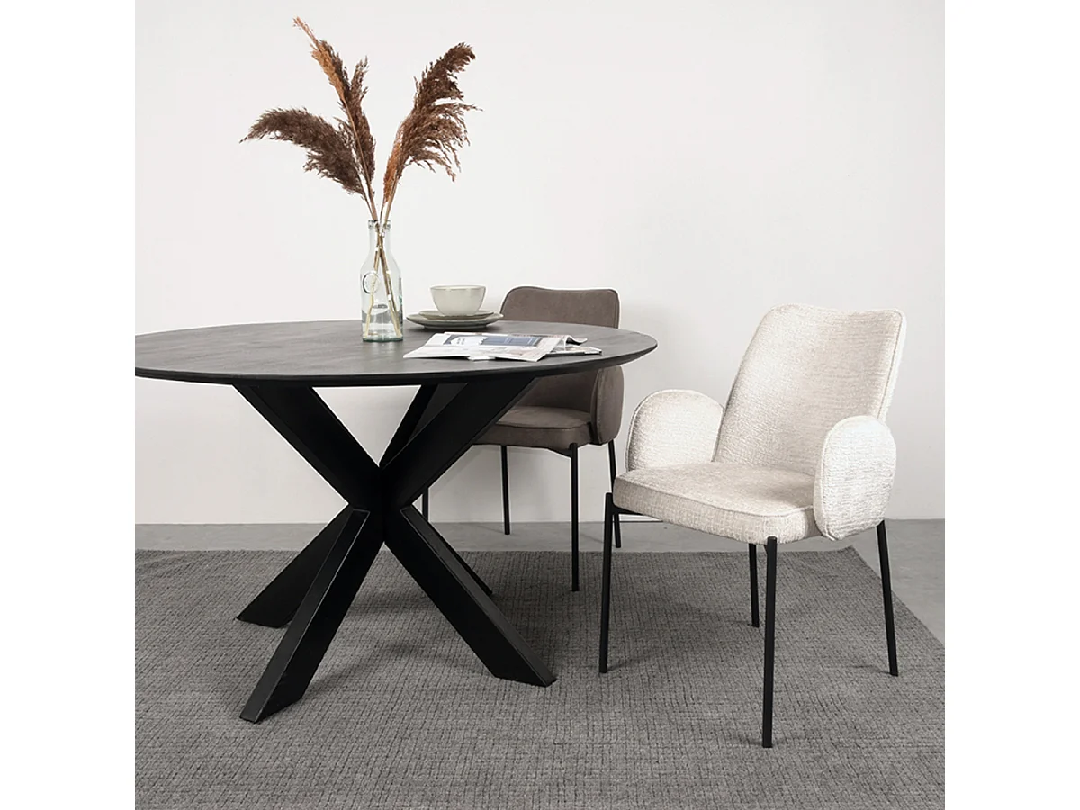 Chaise de salle à manger Joni - Crème - Velours - lot de 2