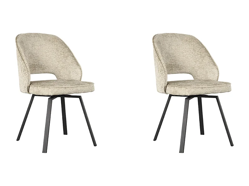 Eetkamerstoel Lewis - Beige - Fluweel - 58x52x84 cm - set van 2