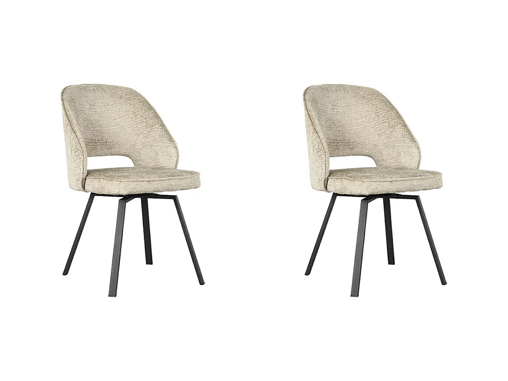 Chaise de salle à manger Lewis - Beige - Velours - 58x52x84 cm - Lot de 2