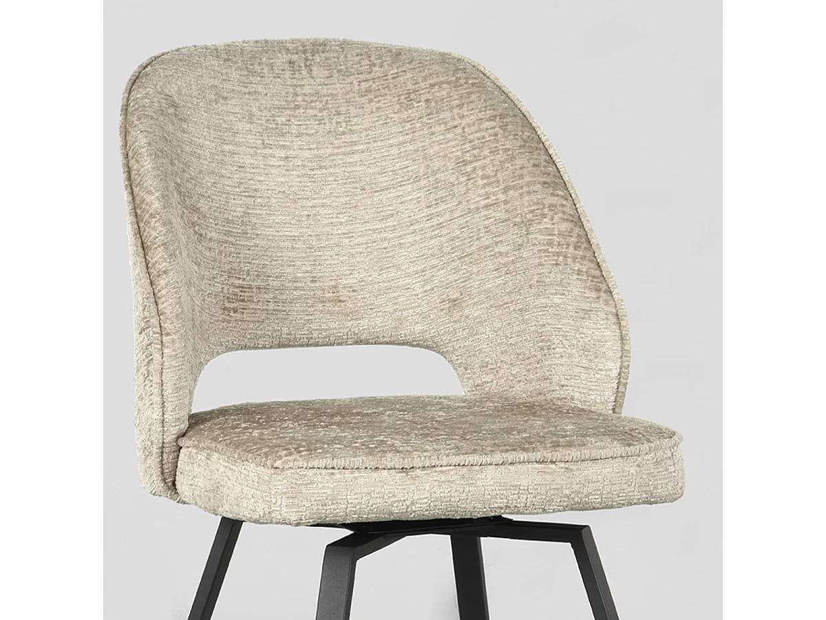 Chaise de salle à manger Lewis - Beige - Velours - 58x52x84 cm - Lot de 2