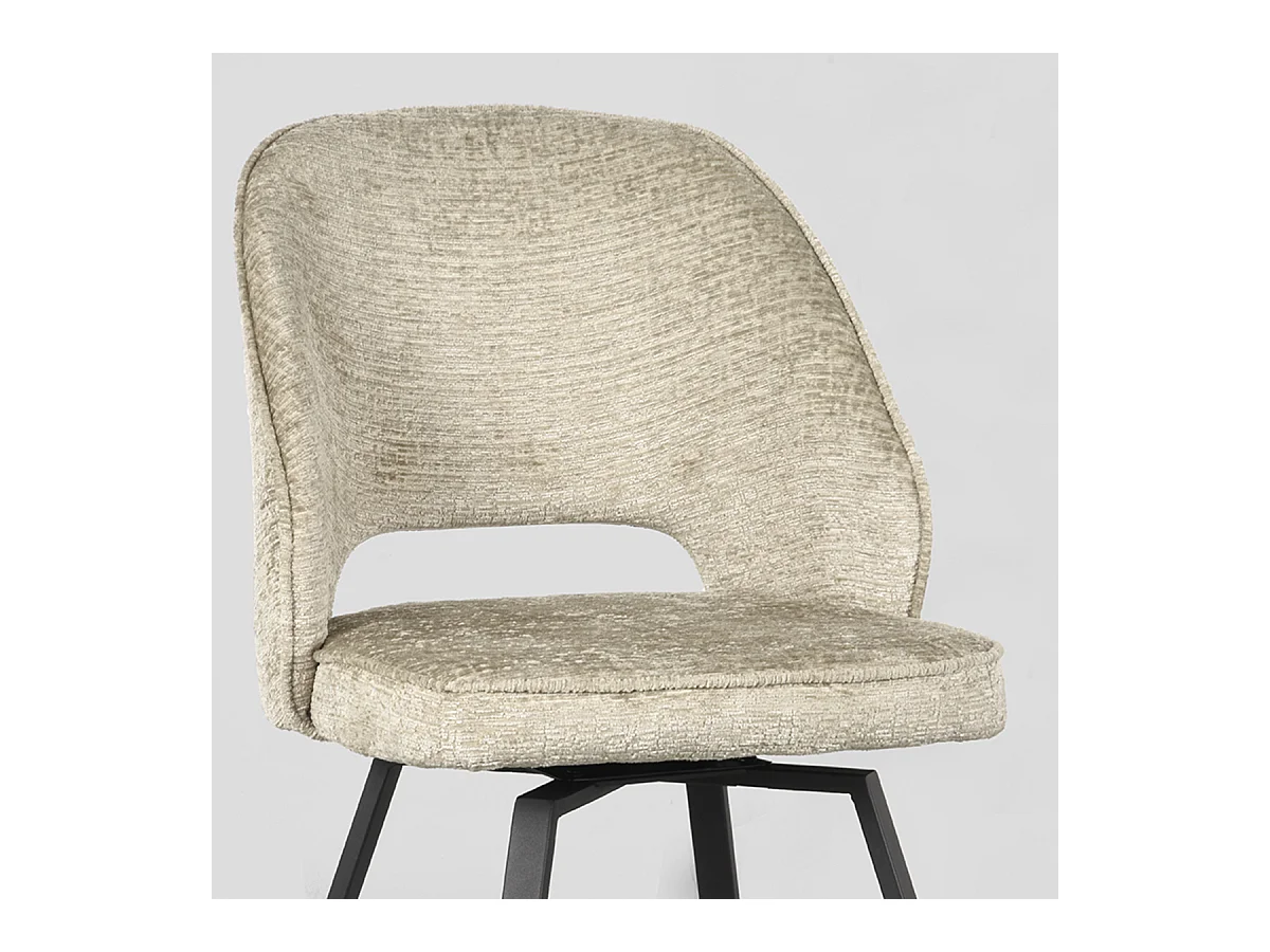 Chaise de salle à manger Lewis - Beige - Velours - 58x52x84 cm - Lot de 2