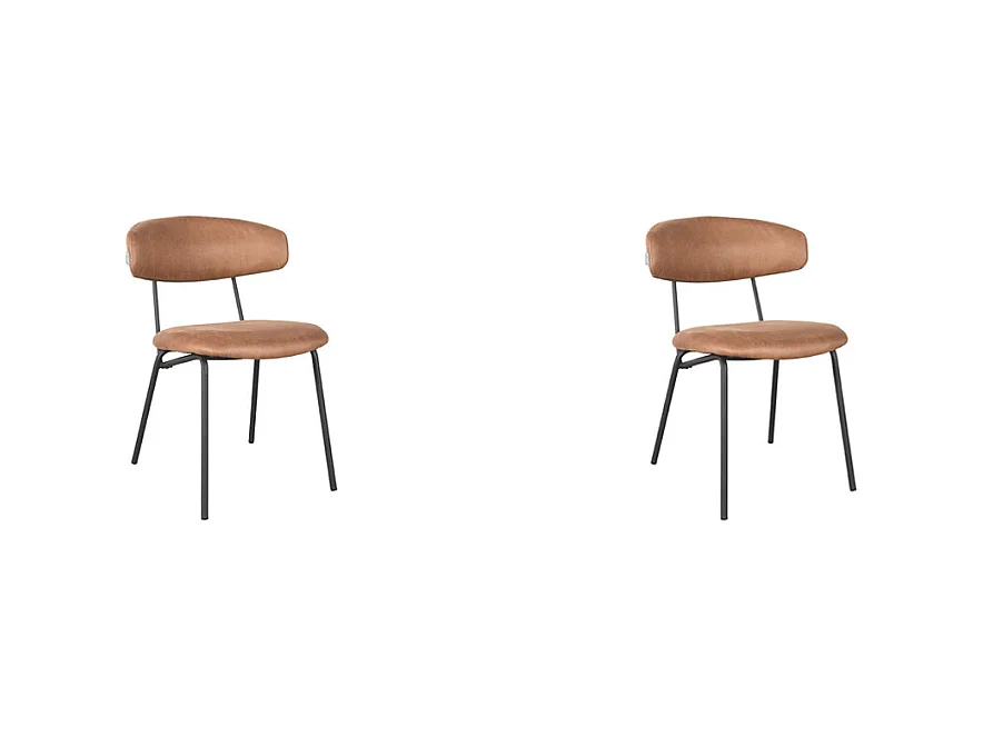 Chaise de salle à manger Zack - Cognac - Micro Suede - lot de 2