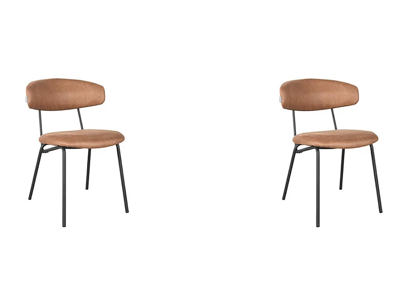 Silla de comedor Zack - Coñac - Microgamuza - juego de 2