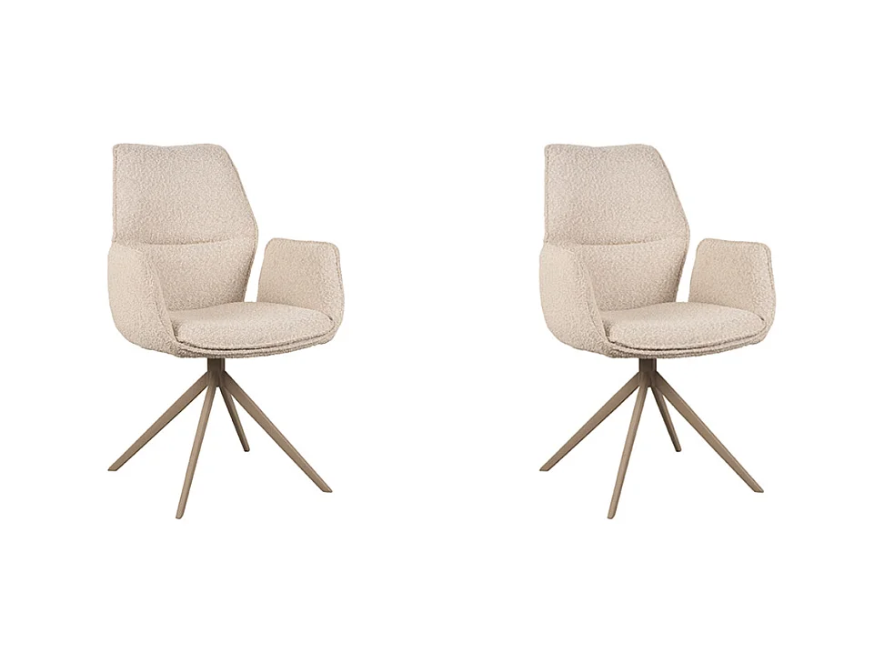 Chaise de salle à manger Mellow - Naturel - Boucle - Base Taupe - lot de 2