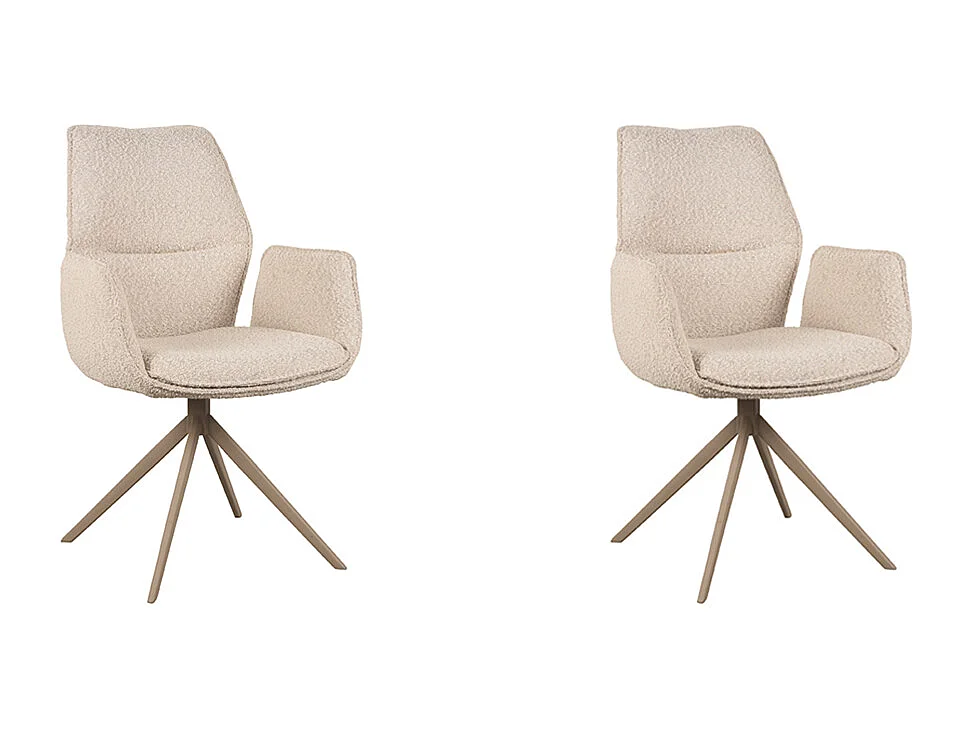 Silla de comedor Mellow - Natural - Boucle - Base gris topo - juego de 2