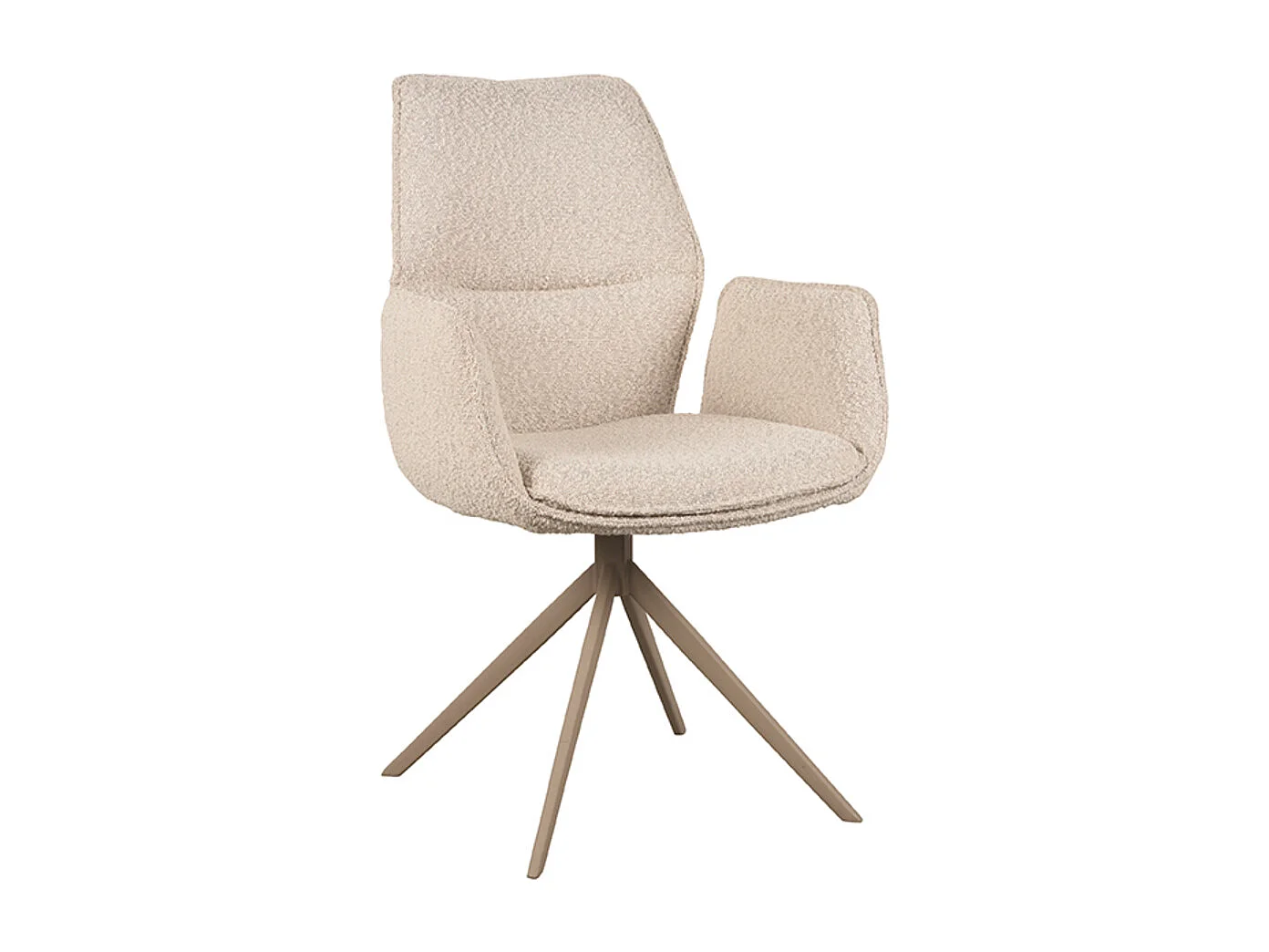 Silla de comedor Mellow - Natural - Boucle - Base gris topo - juego de 2