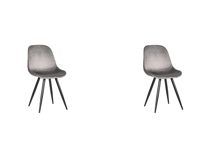 Chaise de salle à manger Capri - Gris - Velours - Lot de 2