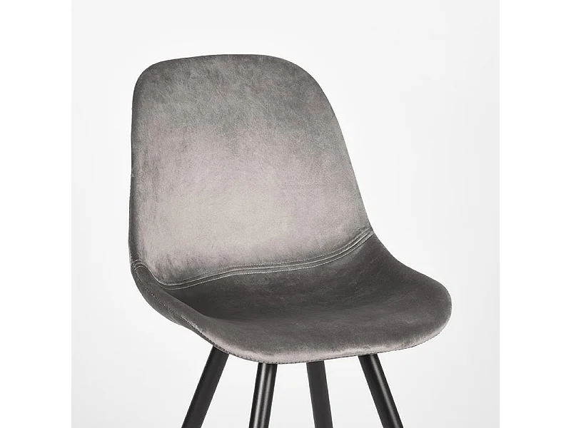 Chaise de salle à manger Capri - Gris - Velours - Lot de 2