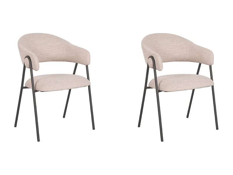 Chaise de salle à manger Lowen - 58x60x84 cm - Naturel - Boucle - lot de 2