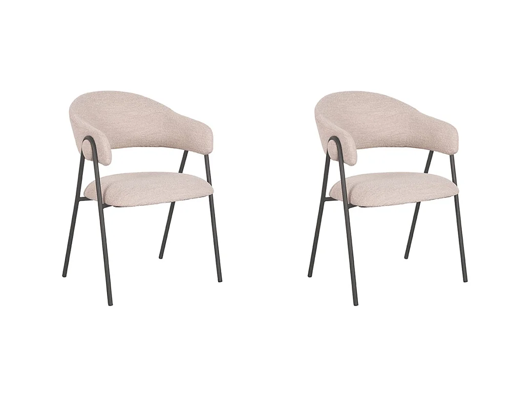 Esszimmerstuhl Lowen - 58x60x84 cm - Natur - Bouclé - 2er-Set