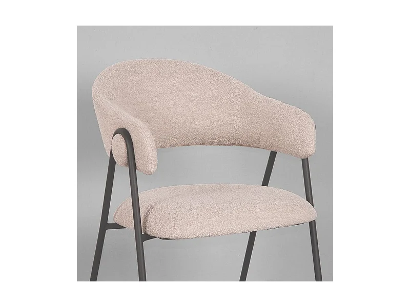 Esszimmerstuhl Lowen - 58x60x84 cm - Natur - Bouclé - 2er-Set