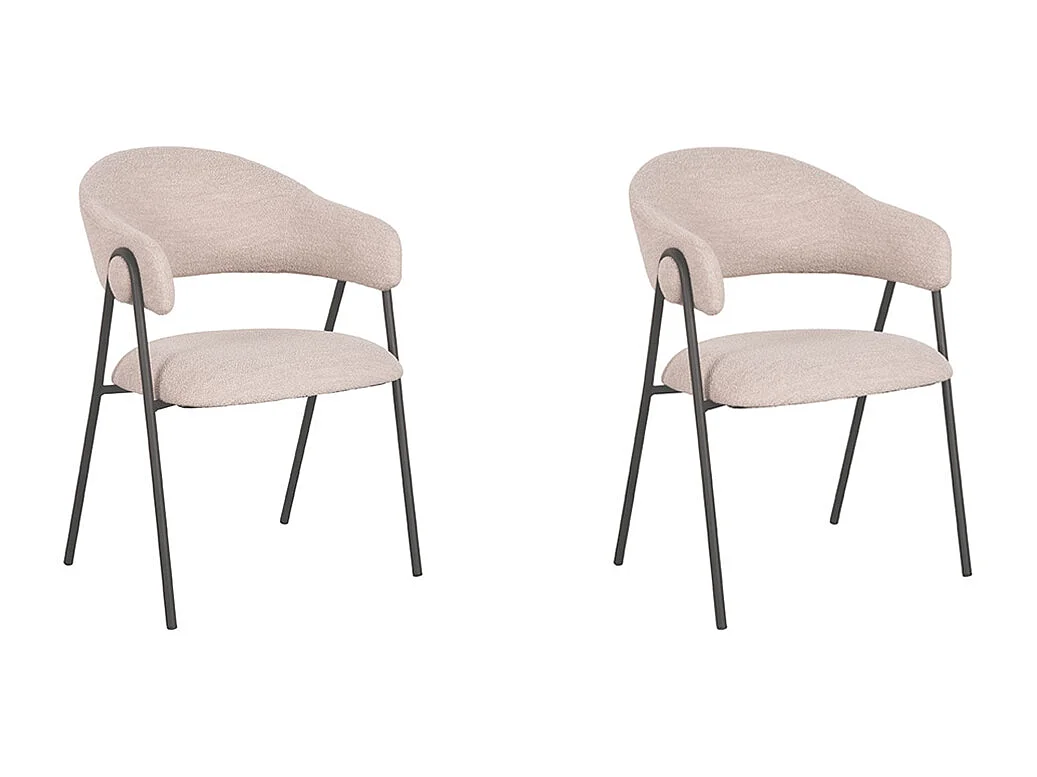 Chaise de salle à manger Lowen - 58x60x84 cm - Naturel - Boucle - lot de 2