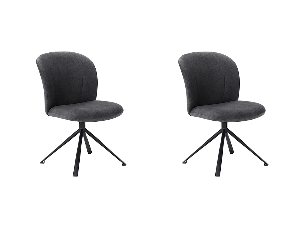 Chaise de salle à manger Kimo - Anthracite - Cosmo - Base noire - lot de 2