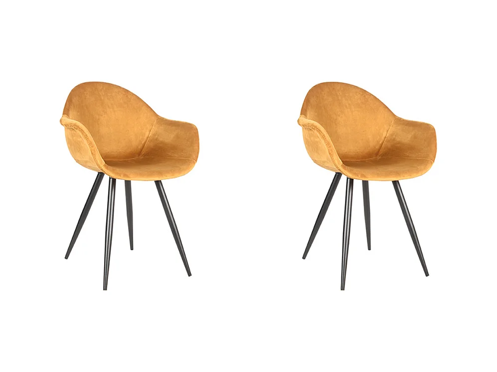 Chaise de salle à manger Forli - Ocre - Velours - lot de 2