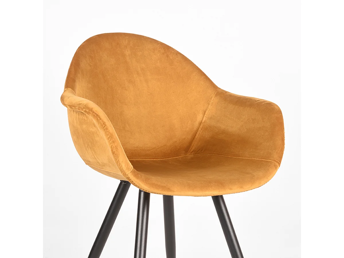 Chaise de salle à manger Forli - Ocre - Velours - lot de 2