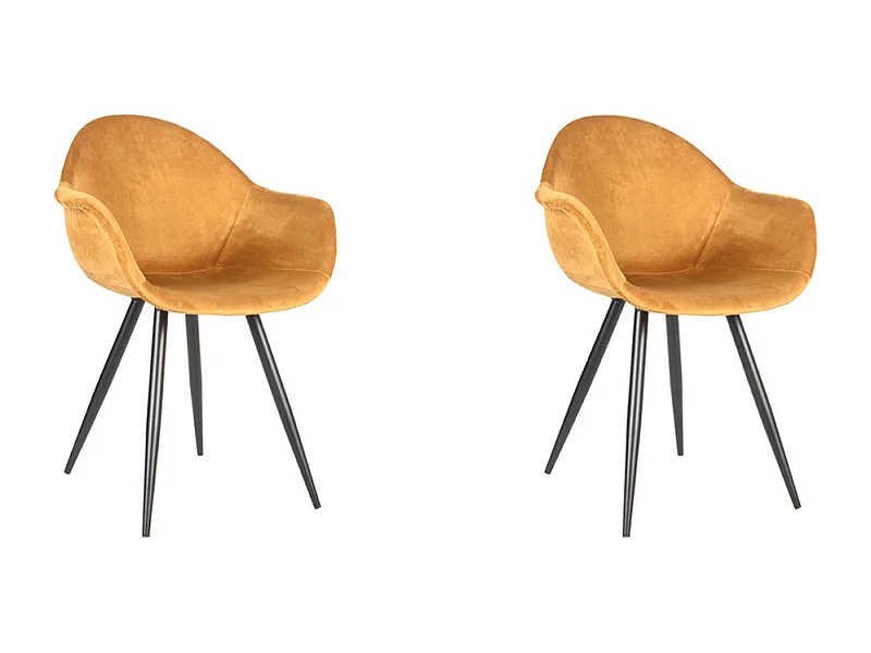 Chaise de salle à manger Forli - Ocre - Velours - lot de 2