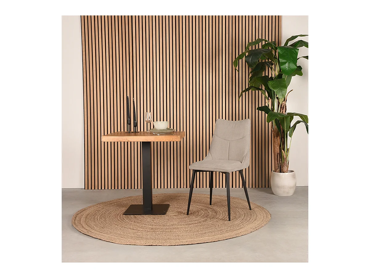 Chaise de salle à manger Riv 47x59x88 cm - Naturel - Tissu - Lot de 2